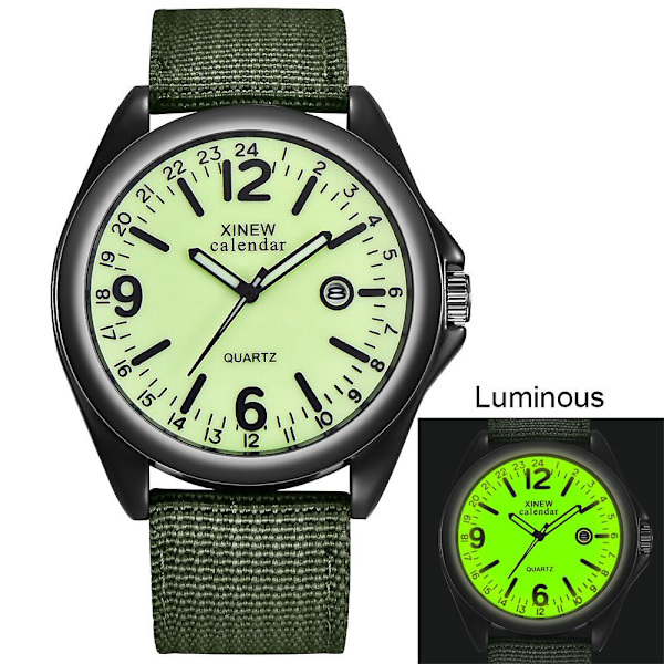 Militær herreur Quartz sort urskive dato luksus sport armbåndsur [LGL] E