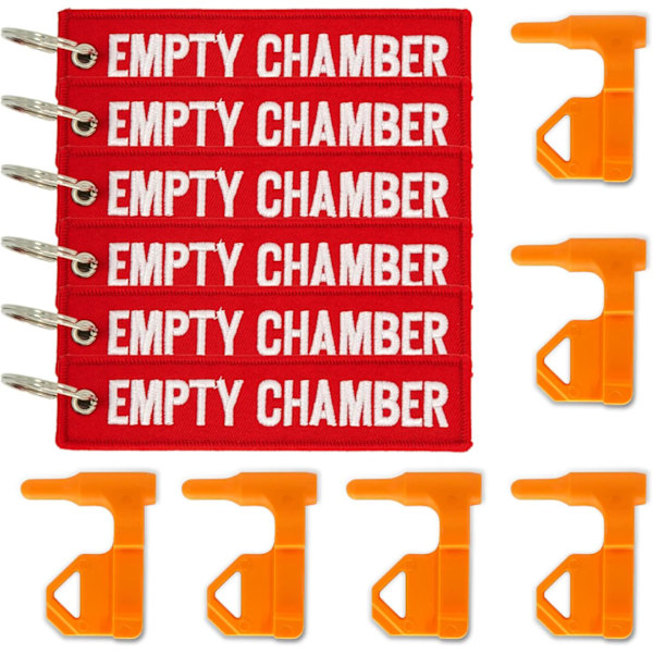 Kammersikkerhedsflag til Rifle Pistol Shotgun, 6 Sikkerhedsflag med 6 Lyse Røde Tags, til Rifle Pistol Shotgun, Universal Kompatibilitet