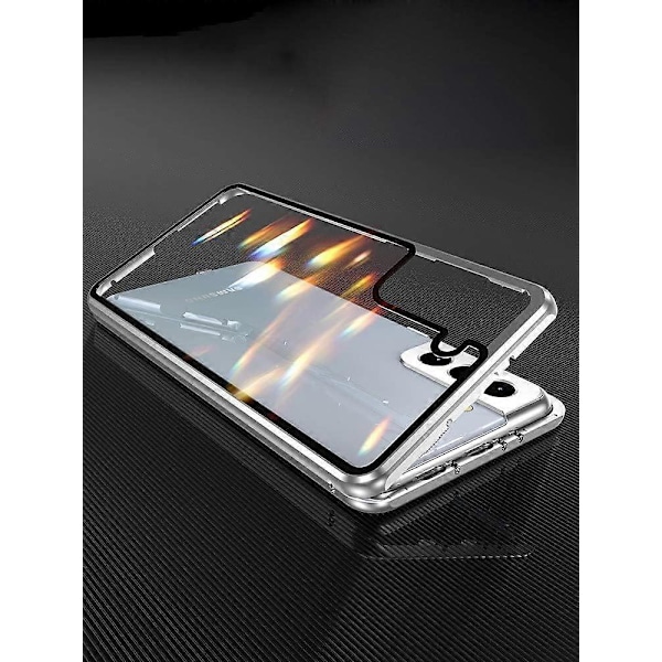 Säkerhetslås Galaxy S23 Plus 6,6 tum Skal Magnetisk Adsorption Stötsäker Aluminiumram Dubbelsidigt Skal Härdat Glas Skydd (Grön)