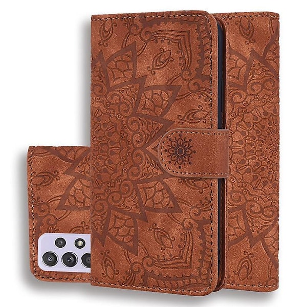 Wallet Case til Samsung Galaxy A52/A52S Premium PU Læder Flip Cover Mandala Brown