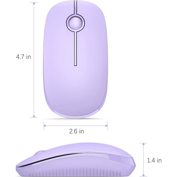 Langaton Hiiri - 2.4G Ohut Kannettava Tietokone Hiiri Nanovastaanottimella, Vähemmän Melua Mobiili Optinen Hiiri Kannettavalle, PC:lle, Kannettavalle, Työpöydälle - Violetti