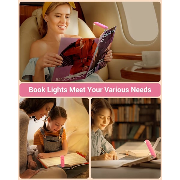 LED mini USB laddningsbar ögonskydd hopfällbar bokklämma ljus portabel enkel ögonskydd läslampa pink