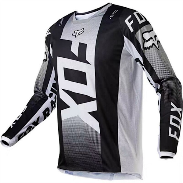 Retro Mens FOX Cycling Jersey Mountain Bike MTB Racing Tee Long Sleeve T-shirt Soccer Jersey B-Grey