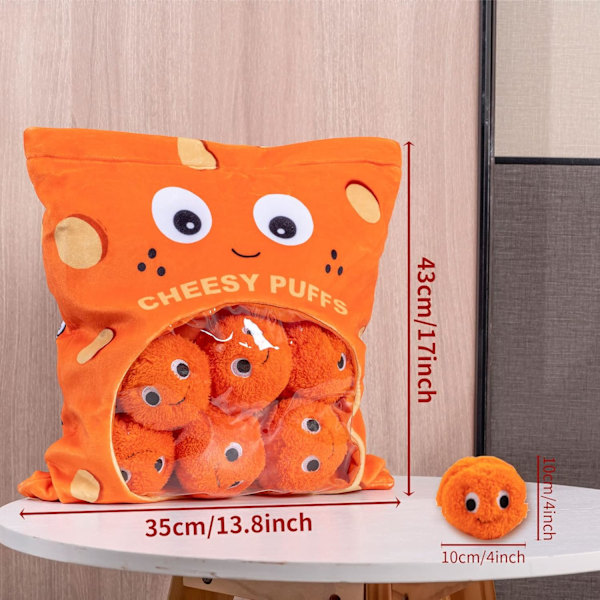 Juusto-Puffit Pehmolelut, Puff Cheese Puff Täytetty Peli Tyyny Pehmuste Ihastuttava Pehmolelu Heittotyyny, Luova Irrotettava Täyte (Pieni 6 Palloa)
