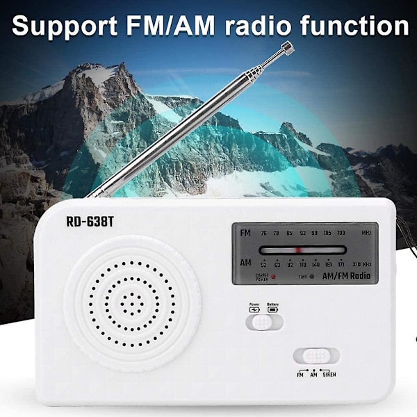 Solnödradio för nödsituationer, bärbar handvevad nödradio med AM/FM-radio och LED-ficklampa