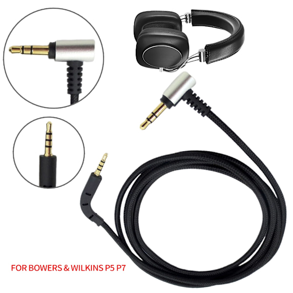 Reservekabel for P7-hodetelefoner 3,5 mm til 2,5 mm nylonflettet kabelledning 1,2 meter/4 fot