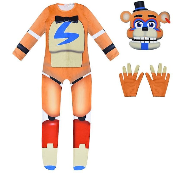 Kids Party Wear Five Nights Freddy Bear Cosplay Costume With Mask Boys Girls Bodysuit Halloween Fancy Jumpsuits Z 7