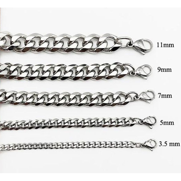 Poleret Armor Link halskæde i stål, der holder farven hele livet! 5mm thick, 45cm long