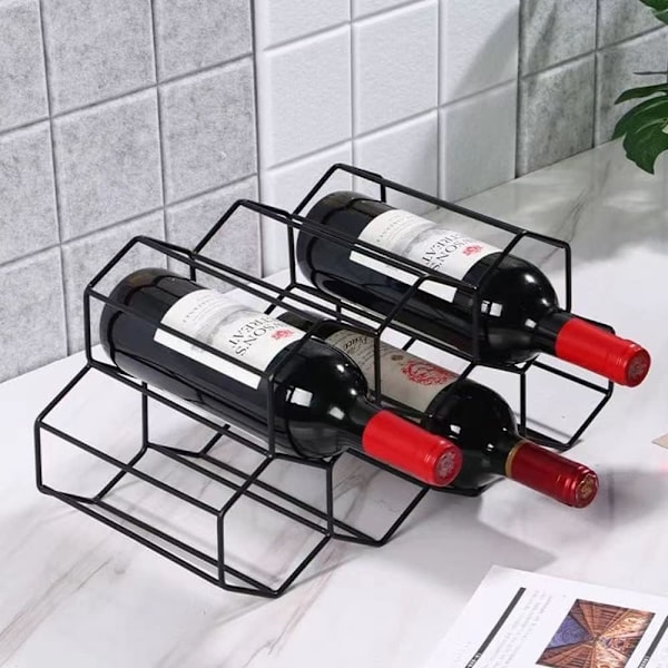 Liten frittstående benkeplate vinstativ - Metall honningkake stil vinstativ for 9 flasker, svart, vinstorage arrangør