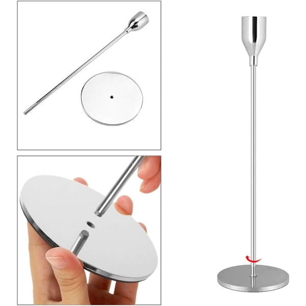 Set med 3 ljusstakar, ljusstake, dekorativ metall - WELLNGS Silver
