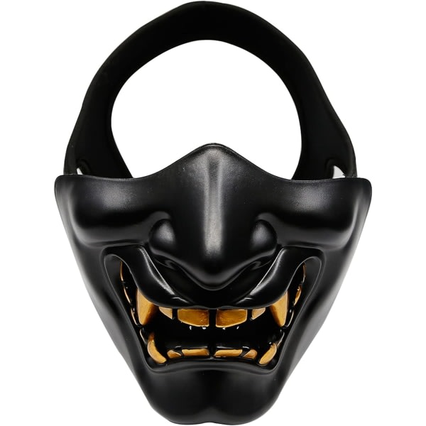 Airsoft halvansiktsmasker, Evil Demon Monster Kabuki Samurai Hannya Oni Half Face Protective Masks Maskeradboll, Fest, Halloween, Cs War Game