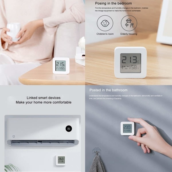 För Xiaomi Mi Hygrometer Digital termometer Bluetooth termometer Professionell luftfuktighet och temperaturmätare för inomhushem 2st