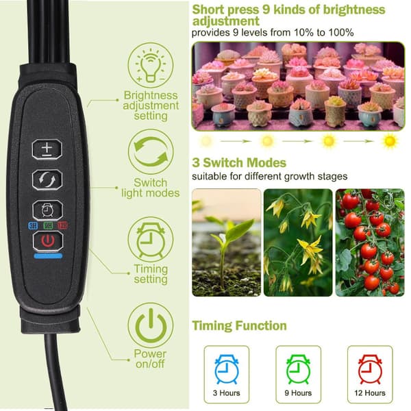 Full Spectrum LED Quantum Board Vækstlys – Plantelyspanel med Adapter *Fire hoveder* Four heads