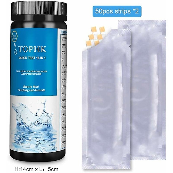 Drikkevand Test Kit 16 i 1 Drikkevand Test Strips Vand Test Kit til Hjemme Vandkvalitetstest Simpel Hurtig Test - 100 stk. Cisea【HY】