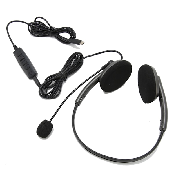 Callcenter-headset - Multifunktionell, stilren brusreducering, HD-samtal, hörselskydd, telefonheadset, rymdgrå, typ C