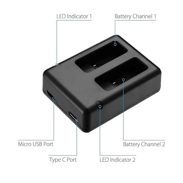 1680mAh akku GoPro Hero 7, Hero 6 ja Hero 5 Black -kameroille tai laturi GoPro Hero7 6 ja Hero5 Black -kameran akulle