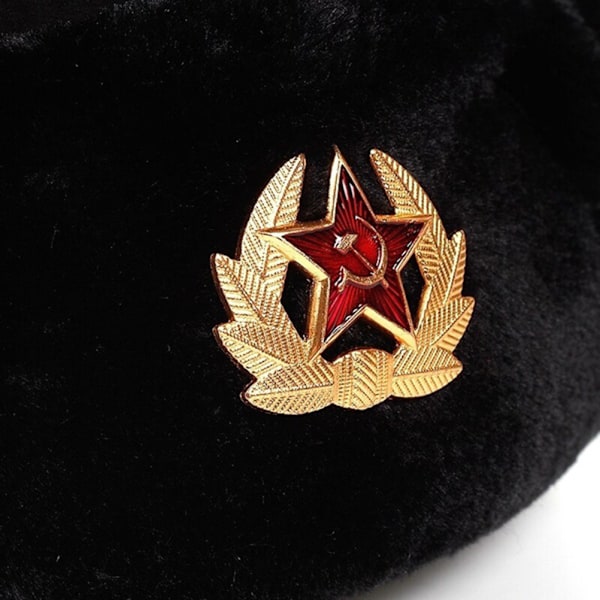 Russisk Ushanka Badge Bomber Hat Pilot Hat Vinter Beanie Med Øreklapper Vinter Varmt Beanie