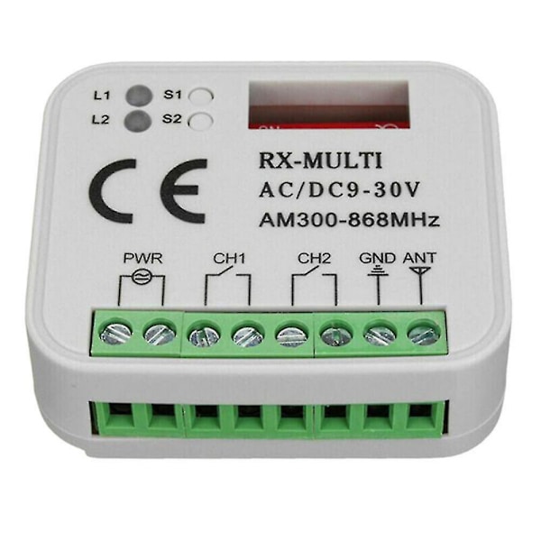 Garasjeport fjernkontroll mottaker 433 868mhz Rx Multi 300-900mhz Ac/dc 9-30v mottaker med fjernkontroll