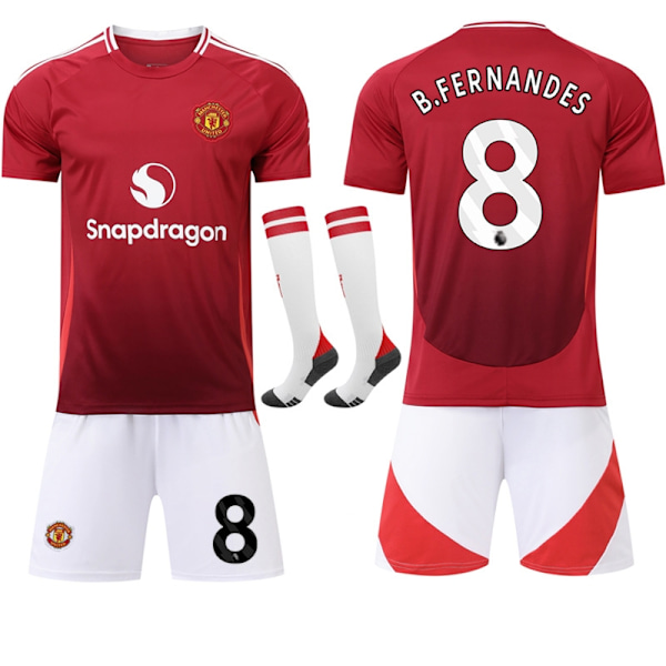 Manchester United Hjemme Fotballtrøye Barn/Voksen 24-25 Nr. 8 B. Fernandes - WELLNGS XS