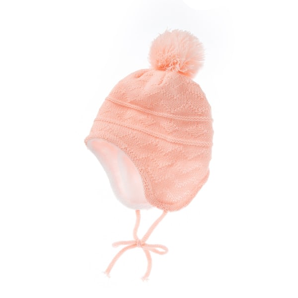 Hætte til børn almindelig pelsbold plus fleece stribet babyhue (pink)