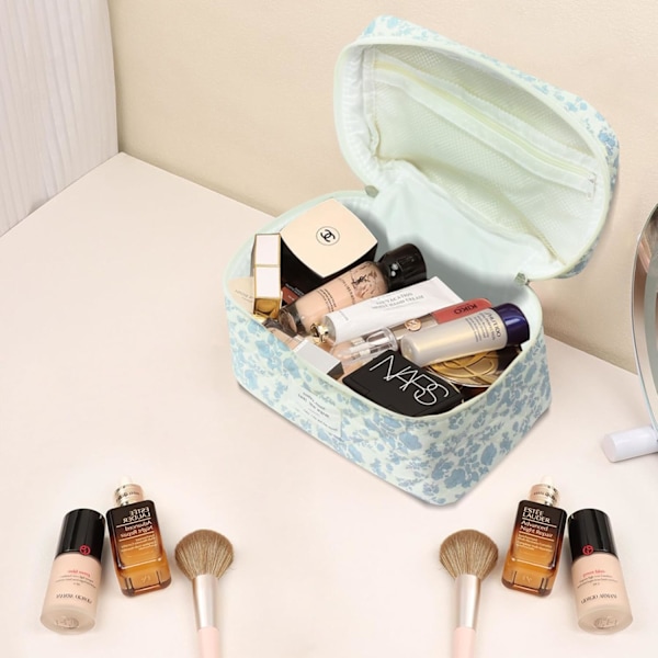 Stor Makeuptaske, Sød Kosmetikpose til Kvinder og Piger, Blomster Coquette Æstetisk Toilettaske, Rejse Makeup Organizer Taske
