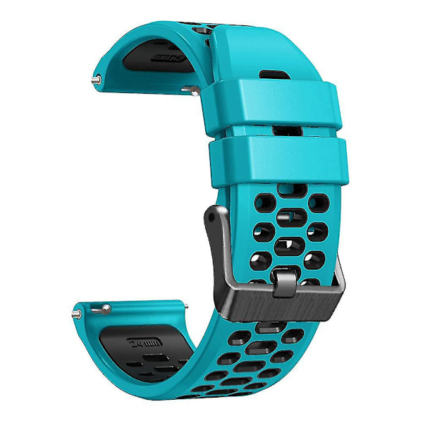 Dobbel Farget Silikonrem for Suunto 7/9/9 Baro 24mm med Flerhullsdesign Hurtigutløser Spenne Armbånd Sky Blue Black