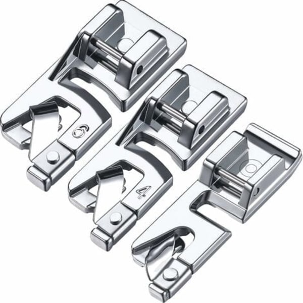 Pakkaus, jossa 3 ompelukonetta, hihnoja ja jalka - sopii kotiin 3 mm, 4 mm ja 6 mm