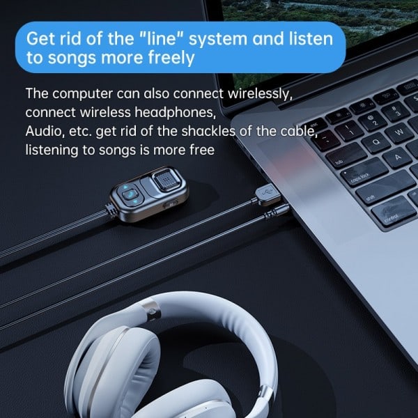 Trådløs lydtransmitter og -modtager Siri stemmeassistent 3,5 mm AUX USB-adapter