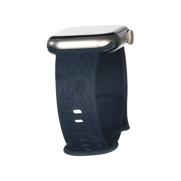 Sopii iwatchS9 876SE Apple Watch -rannekorulle, kohokuvioitu pieni ruusu silikoni Ruusu - tummansininen【HY】 Rose - dark blue 42/44/45/49mm