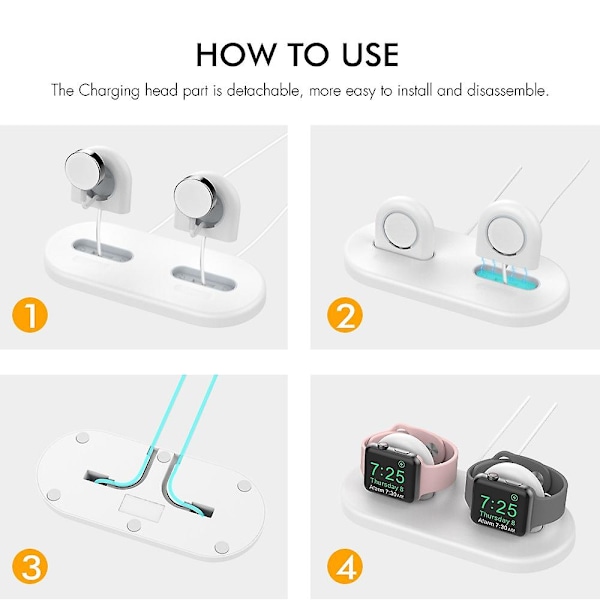 AHASTYLE PT116 Opladningsstander med Dobbelte Positioner til Apple Watch, Smartwatch Oplader Holder Base Style D Apple Watch SE (2022) Style D Apple Watch SE (2022) White