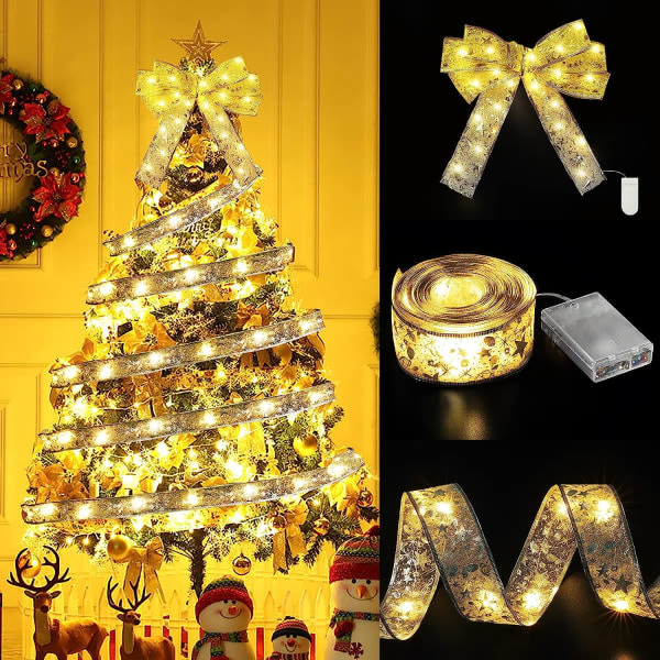 Julgransbandsslingor, 10 meter 100 lampor, 3 batterilådor, cap dekorativa lampor, används för nyårsfest bröllop julkort