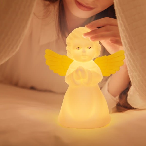 Cute Night Light, Angel Lamp 8 Colors Changing Super Soft Silico