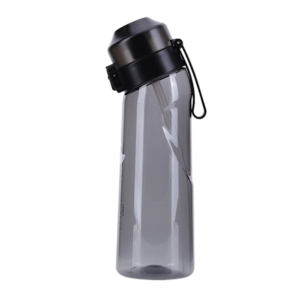 Smaksatt Vannflaske med 7 Kapsler Air Water Up Flaske Frostet Svart 650 ml Air Startup Sett Vannkopp for Camping Sport 0 Black