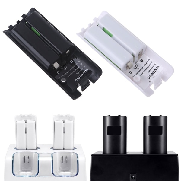 2800 mAh turvallinen ladattava akku WII:lle ja WII U -pelikonsolille, 2 kpl/pakkaus, valkoinen