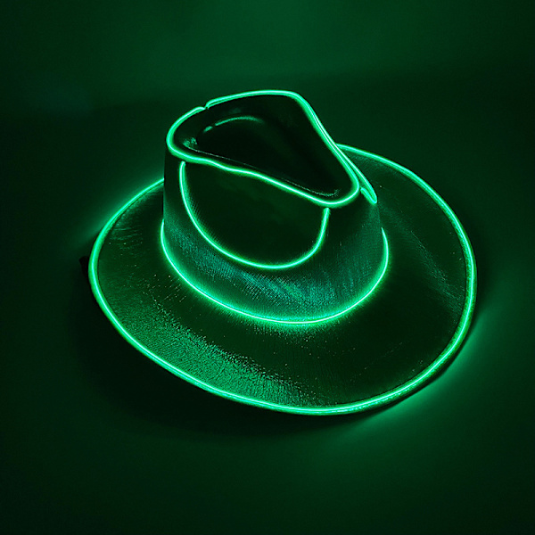 Disco Luminous Cowboy Hat med Glødende Lysbjælke White