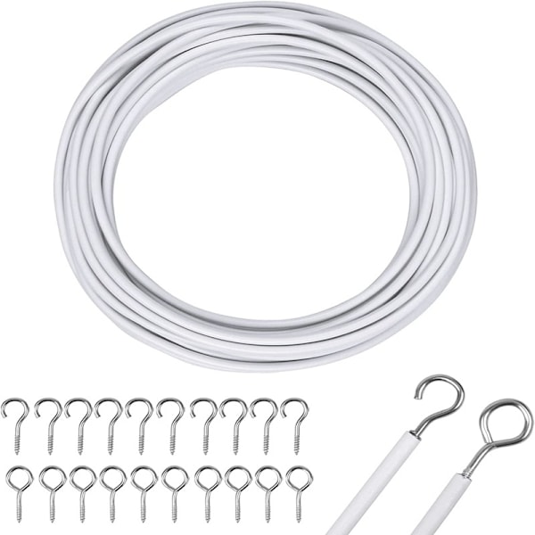 Netgardin Wire 10M Gardinwire Hvid Gardinwire med Gardin