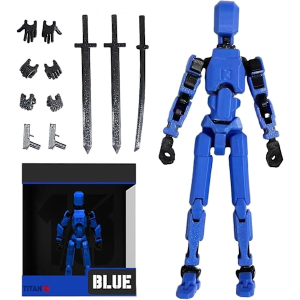 T13 Actionfigur, Titan 13 3D Printet Actionfigur, Lucky 13 Actionfigur, Nova 13 Actionfigur Dummy 13 Actionfigur Blue