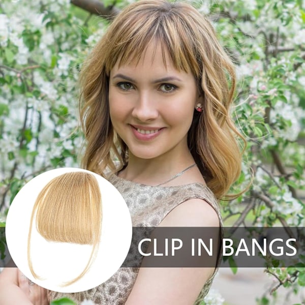 Clip-on pannelugg, ekte hår extensions - Fransk pannelugg, falsk pannelugg | Naturlige hår extensions for jenter og kvinner Gold