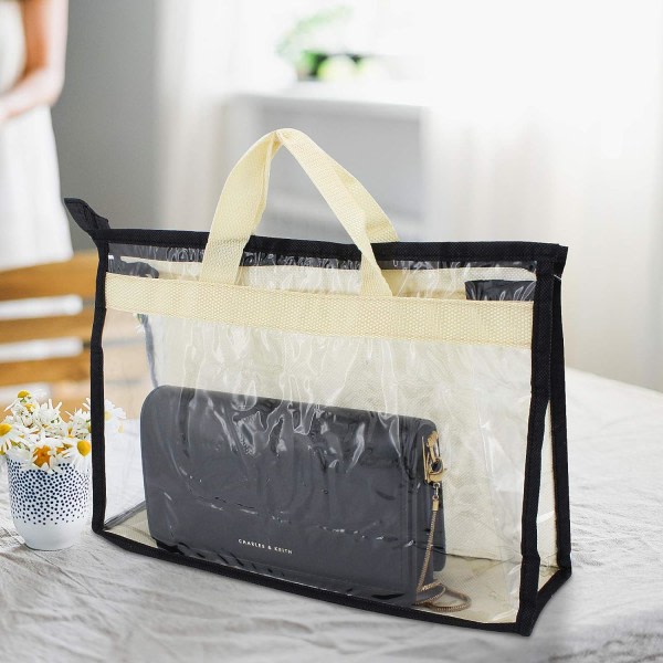 4 stk. håndtaske cover, gennemsigtig håndtaske støvtæt opbevaringspose til hængende garderobe med lynlås og pladsbesparende opbevaringspose