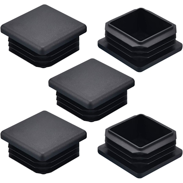 25 st plast fyrkantiga rörpluggar, möbelbenskydd, metallrörplugg, hållbar, halkfri och praktisk, 40x40mm inner fyrkantig plastplugg