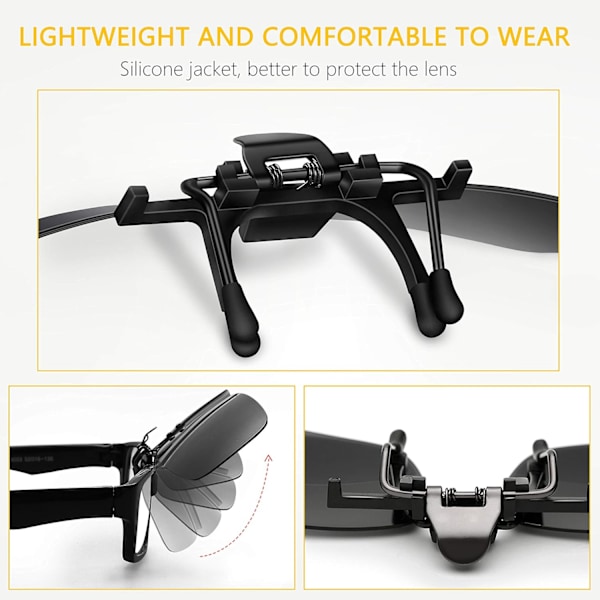 Clip-on solbriller, polariserede solbriller [2-pak] Clip-on solbriller