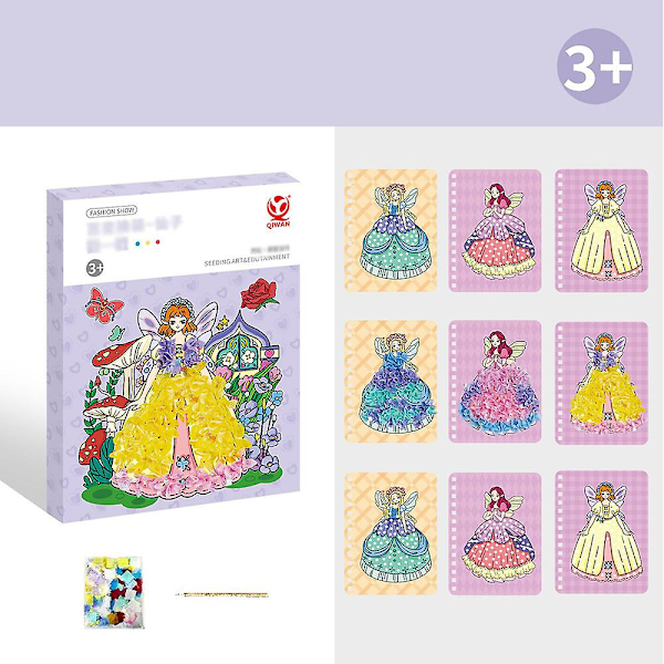 Hobbyartikler til piger - Puzzle Puncture Painting - Stofprikkekunst DIY gaver til børns fødselsdag jul Db B