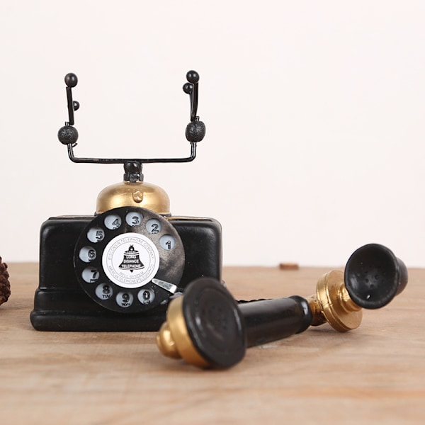 Klassisk telefon med drejeskive i gammel stil - Retro fastnettelefon til skrivebord - Vintage til hjem, kontor og skole