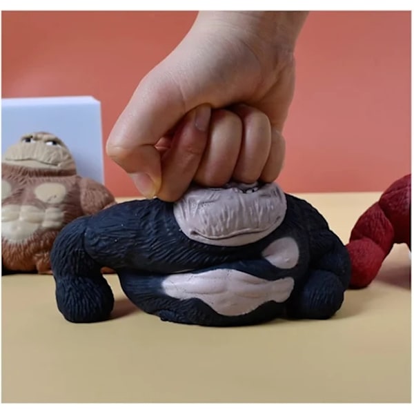 Elastiske Apeleker, Stressreduserende Sensorisk King Kong Lekefigurer, Stressreduserende Gorillaleker Gave til Barn og Voksne Brun Brown