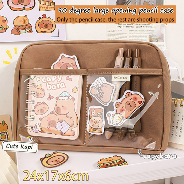 Kawaii Capybara Pennfodral Sminkväska Kontorsmaterial one size