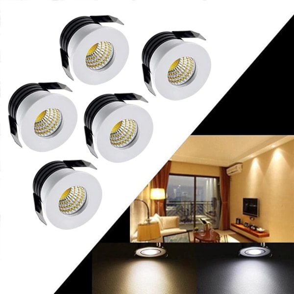 5-pakkauksen 3W LED Uppoasennettavat Spottivalot, LED Uppoasennettavat Pienet Kaappi Mini Spottivalot Kattoalaspottivalosarja (Lämmin Valo)