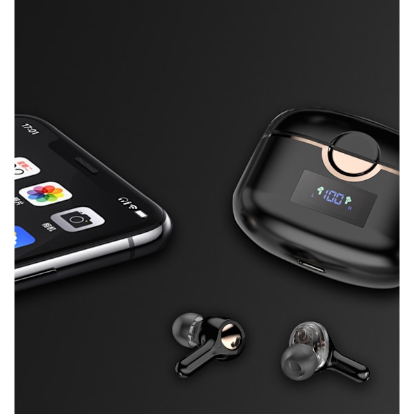 INF Trådlösa Bluetooth 5.0 Hörlurar med Dubbla Dynamiska Högtalare Black