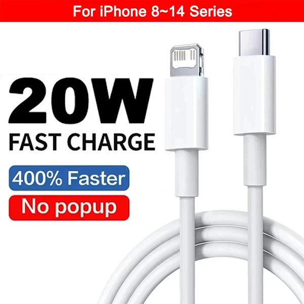 US EU -adapteri 20W PD pikalaturi iPhone 13 12 11 14 15 16 Pro Max Plus -puhelimille USB C Type C -pikalatauskaapeli lisätarvikkeet{qw} 8-14 Series Cable 2M