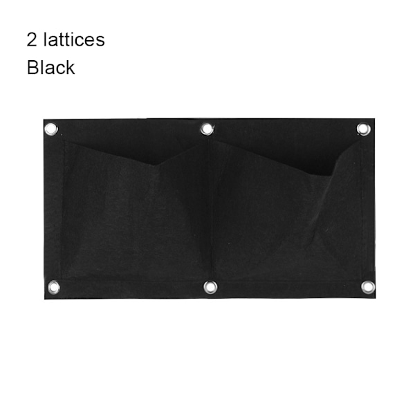 Multi-lomme vegghengt plantepose vertikal blomsterdyrkingspose plantekasse hage svart Black 2-pocket