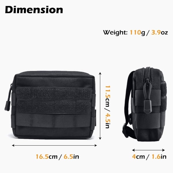 Taktisk Molle-ficka (svart) EDC-ficka Multifunktionell Militär Be